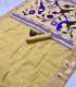 Soft Muga Cotton beige / yellow  colour with painted parrots  on pallu