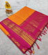 Kalyani Cotton Orange colour with Pink with intricate gold-toned zariborder