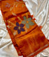 Banarasi paper silk Ornage  saree with floral motifs
