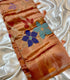 Banarasi paper silk Ornage  saree with floral motifs