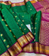 Vintage Kanchi Pattu green with pink/magenta  pallu, border