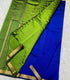 Mangalagiri Silk with NIzam border Royal blue   with  green pallu