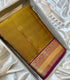 Vintage Kanchi Pattu Mustard yellow with magenta pink border