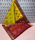 Ikkat cotton vibrant yellow and green leaf-patterned