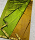 Mangalagiri Silk with NIzam border Orange  with OLive green pallu