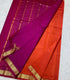 Mangalagiri Silk with NIzam border Orange  with deep pink pallu