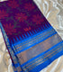 Gadwal Cotton Deep Magenta  saree with Bright   blue,  wide zari (gold-toned) border