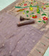 Soft Muga Cotton lavender-gray colour with painted parrots  on pallu