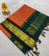 Kalyani Cotton Orange / Rust with a fine gold grid pattern