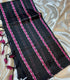 Mangalagiri Silk  black   with magenta stripes