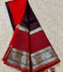 Mangalagiri Handloom silk cotton red and dark purple combination with ornate silver zari border