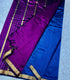 Mangalagiri Silk with NIzam border royal blue with Purple pallu
