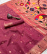 Soft Muga Cotton magenta paired with a contrasting pallu