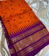 Gadwal Cotton  with Royal blue with urple with intricate gold-toned zari brocade border