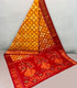 Ikkat cotton golden-yellow saree with deep maroon pallu