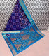Ikkat cotton purple and blue with turquoise/blue border