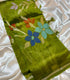Banarasi paper silk Green saree with floral motifs