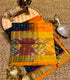 Venkatagiri Kollam Pattu  Off-White with Orange, Gold, and Navy Blue floral accents)