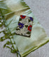 Mangalagiri Ikkat Light olive green / sage green silk with a subtle sheen
