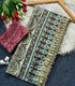 Ajarakh print Saree green and beige patterned