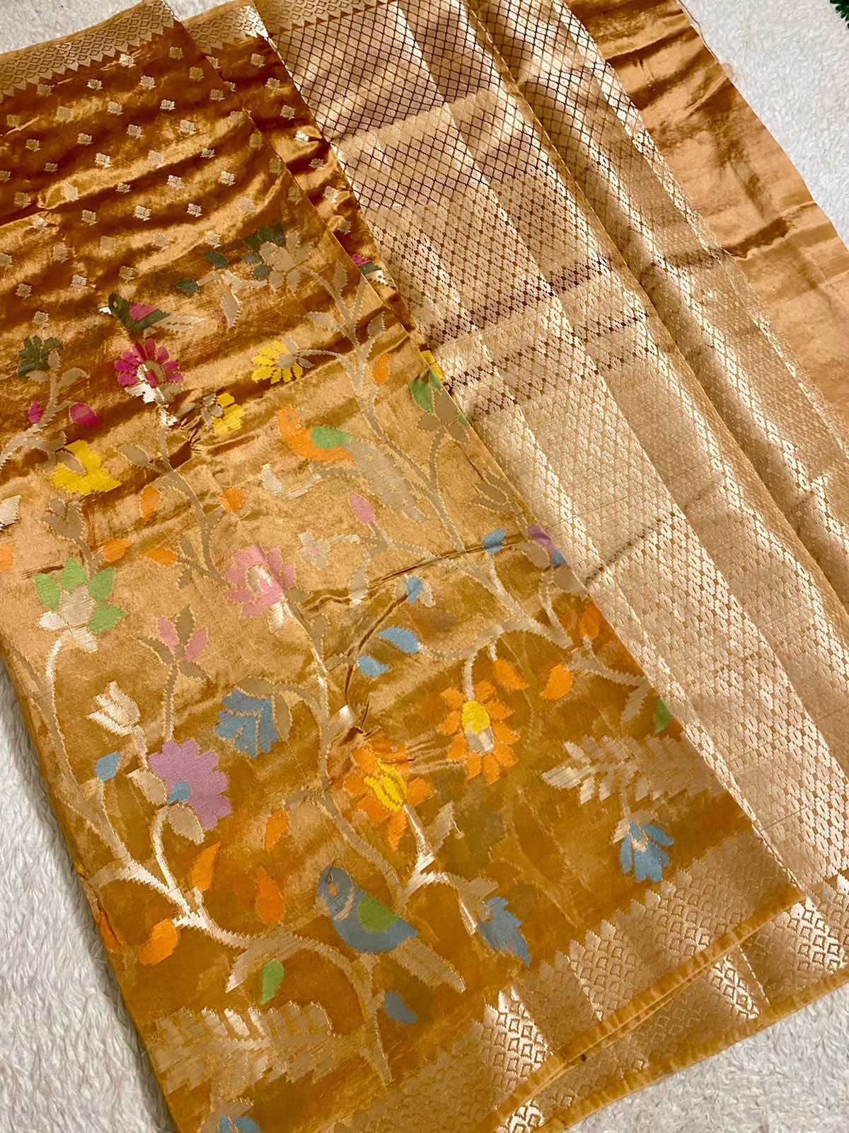 Orange Shade Banarasi Jamdani Pattu
