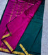 Mangalagiri Silk with NIzam border Green    with deep pink pallu