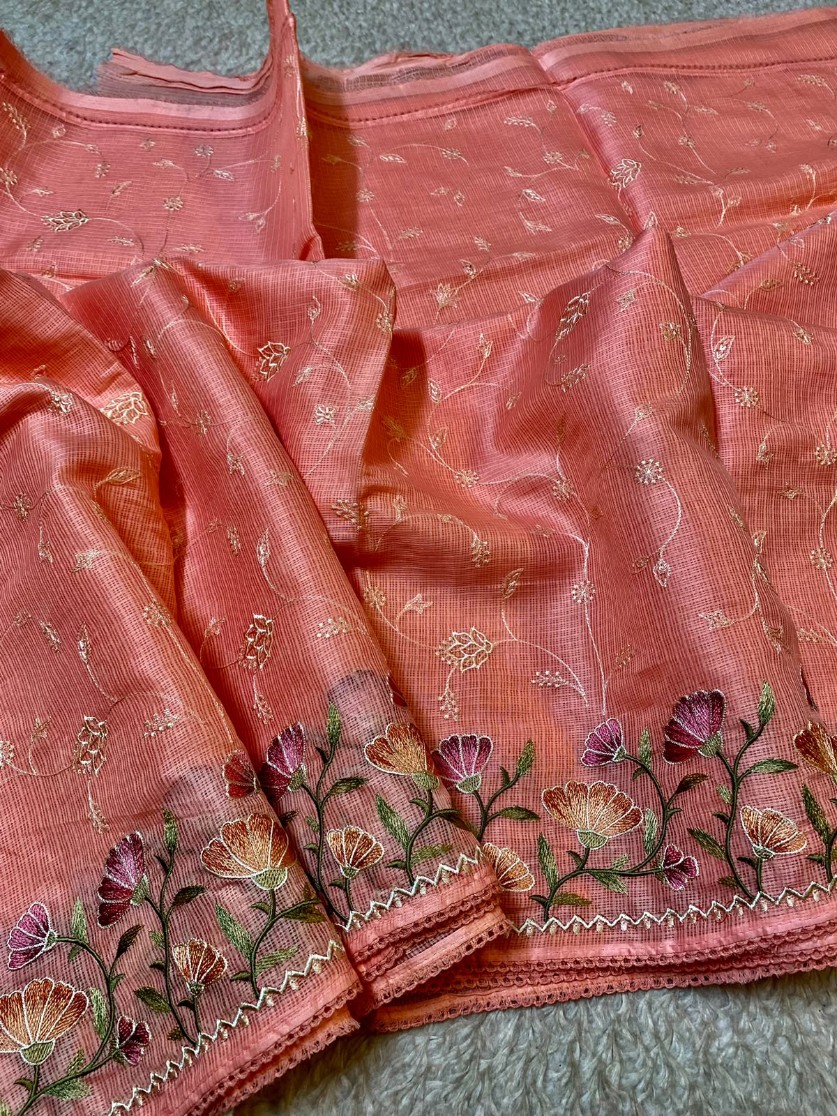 Peach Color Kota Saree