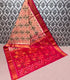 Ikkat cotton off-white base with beige and brown ikat motifs.
