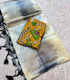 Mangalagiri Ikkat Cream with gradient grey / charcoal shading