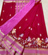 Mysore Silk saree with embroidery design borderdeep magenta pink