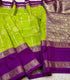 Mysore silk Fancy lime green and deep purple gold zar border
