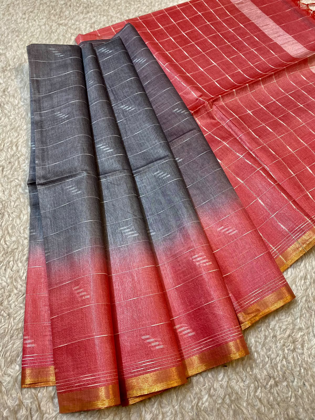 Gray Semi Tussar Saree