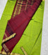 Mangalagiri Silk with NIzam border parrot green    with rich maroon pallu