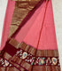 Mysore Silk saree with embroidery design border pink and deep maroon