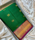 Vintage Kanchi Pattu  Emrald gree   with  , Purple  edge gold zari border