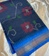 Gadwal Cotton Dark blue saree with Bright blue with gold-toned zari border