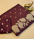 Viscose Crape deep maroon / dark wine base with small, detailed gold motifs.