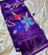Banarasi paper silk Purple saree with floral motifs