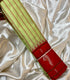 Semi Gadwal Fusion Parrot green  saree  stripes  with red    border