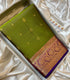 Vintage Kanchi Pattu  GReen  with  , Purple  edge gold zari border