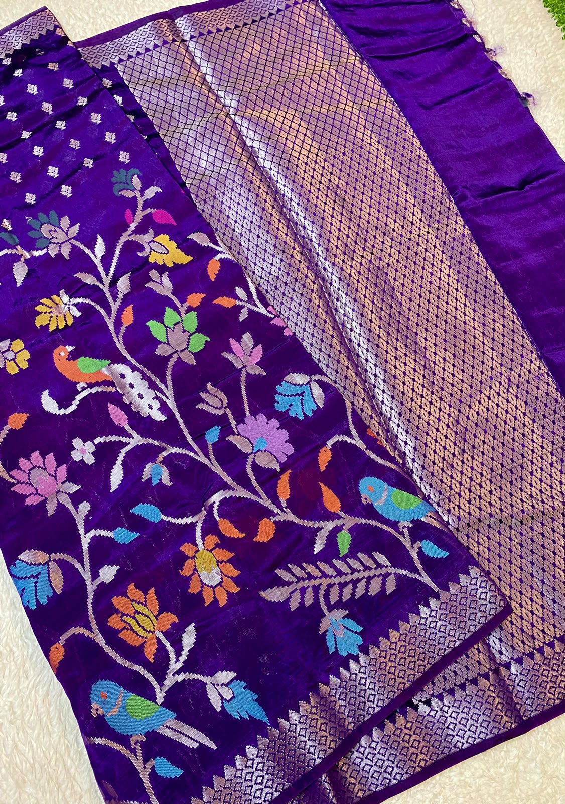 Violet Shade Banarasi Jamdani Pattu