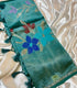 Banarasi paper silkTeal green  saree with floral motifs