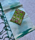 Mangalagiri Ikkat  Light blue and green tie-dye / gradient shading