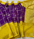 Mysore silk Fancy  purple and yellow saree with gold zar border