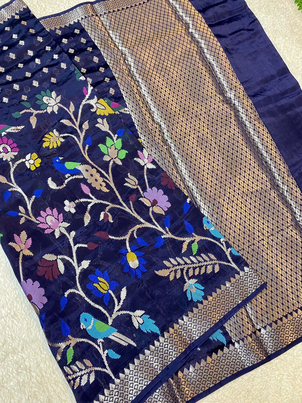 Blue Shade Banarasi Jamdani Pattu