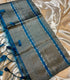 Mangalagiri Silk  Grey  purple  with bright blue stripes