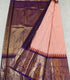 Semi Gadwaal Pattu Peach and white gingham checkered   silk saree with intricate gold zari border