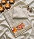 Viscose Georgette cream base grid pattern and delicate golden motifs.