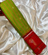 Semi Gadwal Fusion Lime green  saree  stripes  with red    border