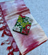Mangalagiri Ikkat Cream / Off-white base with pink and red tie-dye